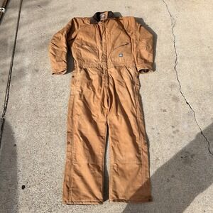 Berne Men's Insulated Duck Canvas Work Coveralls In Brown Size Large